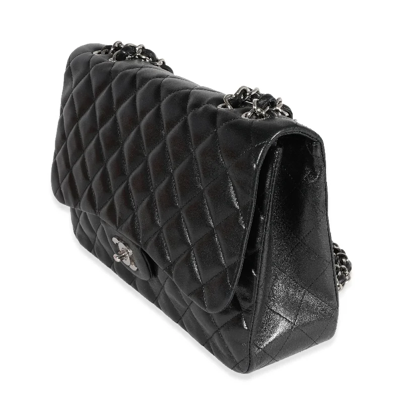 Chanel bags with iconic gold chainsChanel Black Quilted Lambskin Jumbo Classic Single Flap Bag