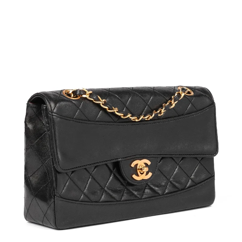 Chanel bags with gold, silver, and pearl accentsChanel Black Quilted Lambskin Vintage Medium Classic Single Flap Bag with Wallet Shoulder Bag