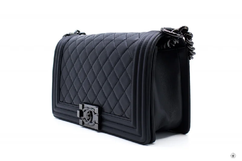 Chanel bags for the minimalist fashionChanel A67086 Medium Boy Black   94305 Calfskin Shoulder Bags Bkhw