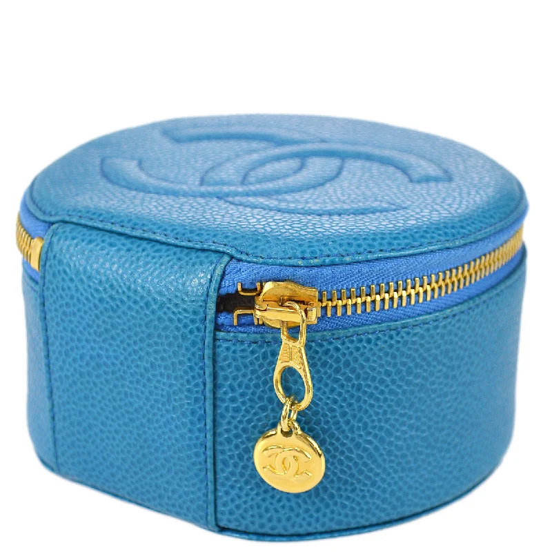 Chanel Designer Handbag with Unique DesignChanel 1994-1996 Light Blue Caviar Jewelry Case Pouch