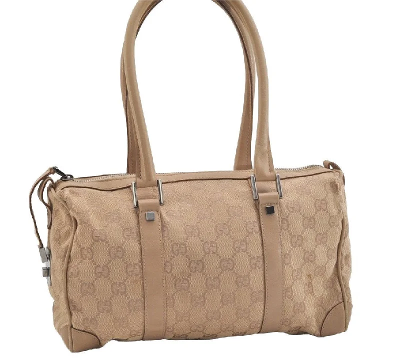 Gucci Marmont bags for women with a contrast - colored interiorAuthentic GUCCI Boston Hand Bag Purse GG Canvas Leather 30458 Beige 6101J