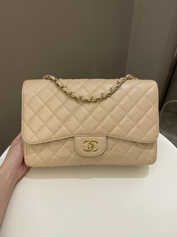 Chanel bags for those who value investment piecesChanel Classic Quilted Jumbo Single Flap Beige Caviar