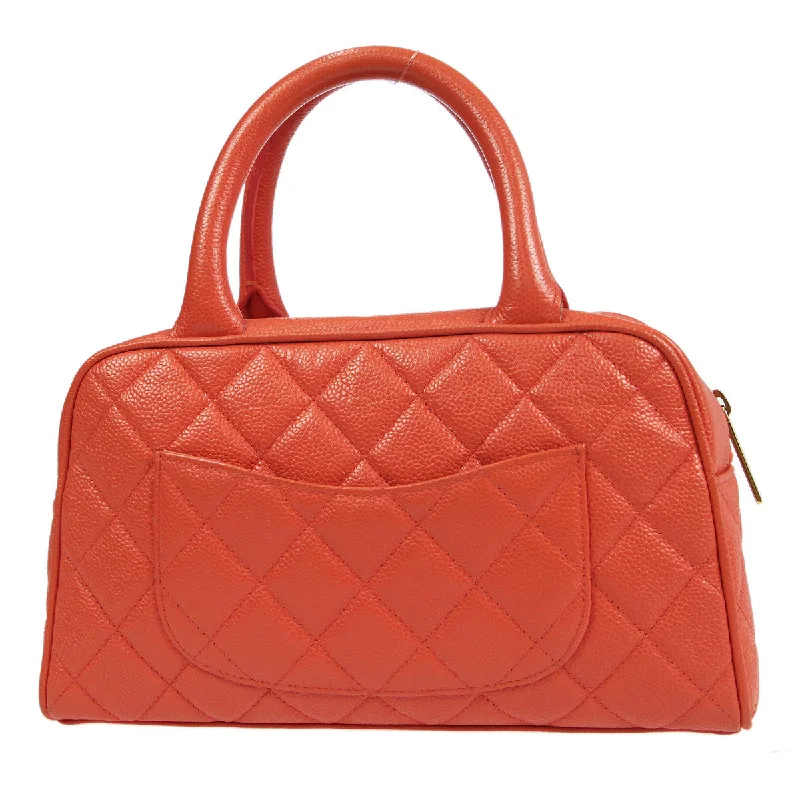 Chanel bags with exclusive seasonal designs and materialsChanel 2003-2004 Peach Orange Caviar Bowling Bag 27