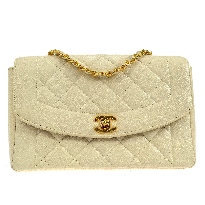 Chanel bags with iconic gold chainsCHANEL * 1996-1997 Tall Diana Flap Medium Ivory Caviar