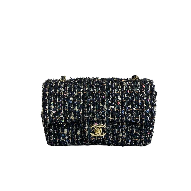 Chanel bags available at online luxury retaileMini Rectangular Flap Tweed Multicolour GHW