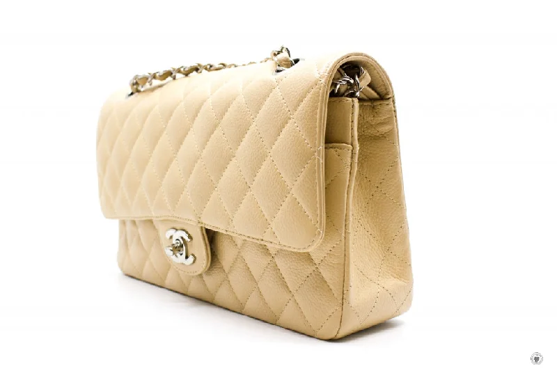 Chanel bags for women with minimalist styleChanel A01112 Medium Classic Double Flap Beige Caviar 25.5CM Shoulder Bags Shw