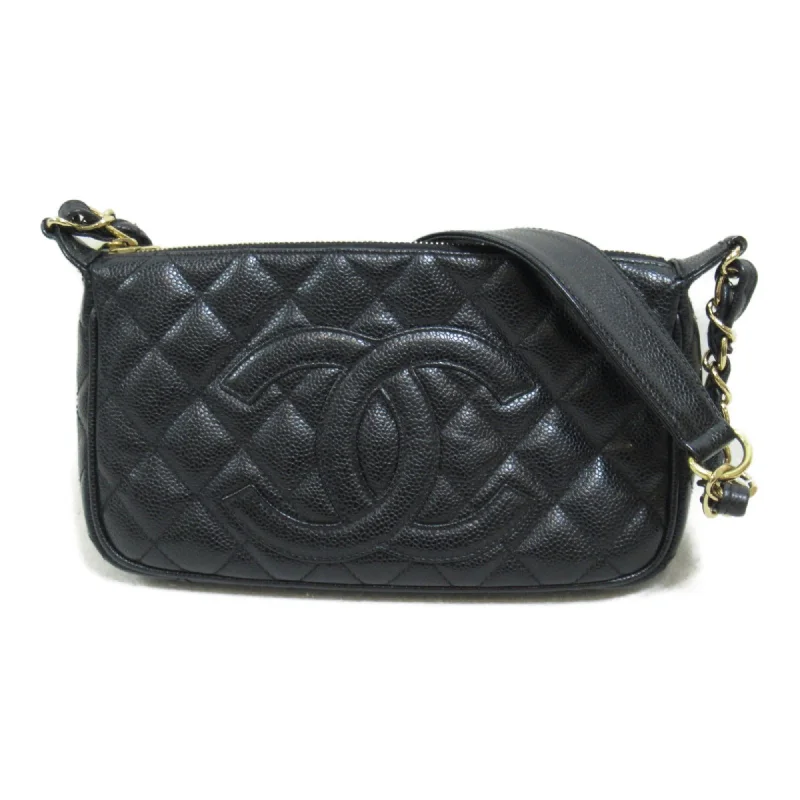 Chanel bags with iconic stitching detailsCHANEL Accessory pouch Black Caviar Skin (Grained Calf)