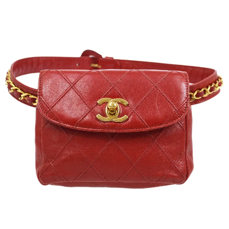 Chanel Classic Flap Bag for Evening PartyCHANEL 1980s Cosmoline Belt Bag Red Lambskin #70