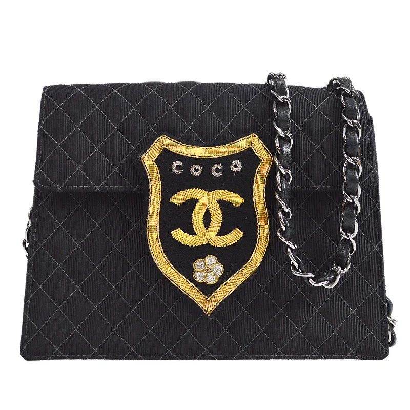 Chanel bags as wedding day accessoriesCHANEL * 2005 Emblem Shoulder Bag Mini Black Canvas