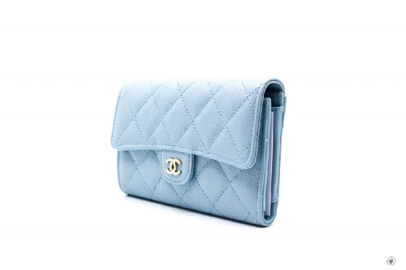 Chanel Quilted Leather Shoulder Bag for FashionistasChanel AP0232Y33352 Classic Flap Wallet Baby Blue   NG752 Caviar Short Wallet Shw