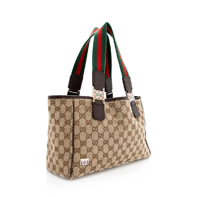 Gucci Marmont bags for women with gold - toned hardwareGucci GG Canvas Web Tote (SHF-19041)