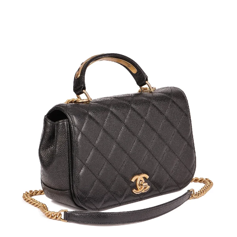 Chanel bags for those who value investment piecesChanel Black Quilted Caviar Leather Medium Classic Top Handle Flap Bag