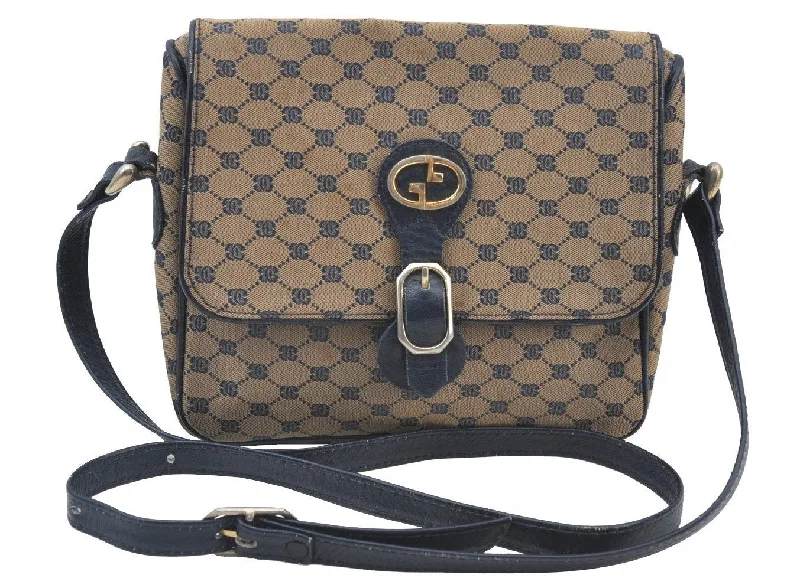 Gucci tote bags for women with a water - resistant coatingAuthentic GUCCI Vintage Shoulder Cross Body Bag Purse Canvas Leather Navy 4284H