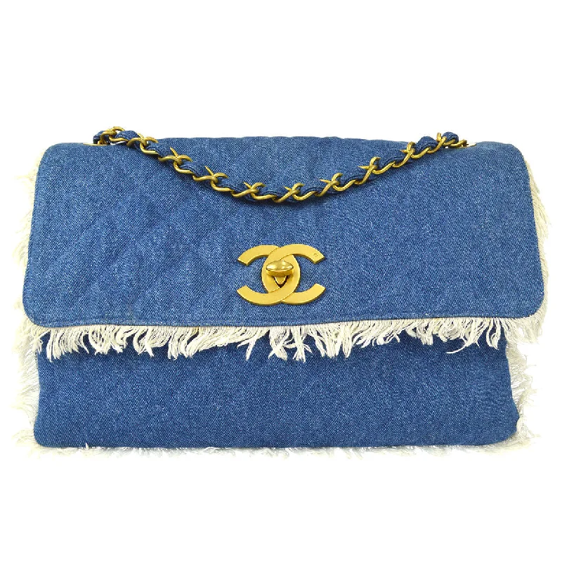 Chanel bags with exclusive seasonal releasesChanel 1991-1994 Classic Flap Maxi Chain Shoulder Bag Indigo Denim