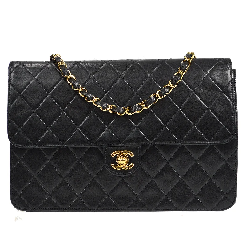 Chanel bags as wedding day accessoriesChanel 2000-2001 Turnlock Half Flap Medium Black Lambskin