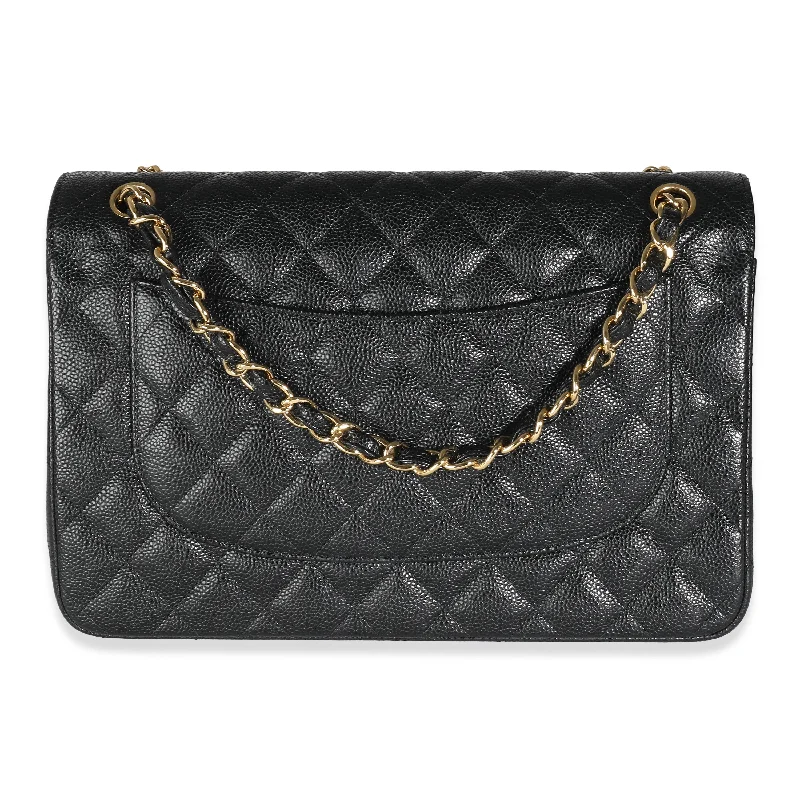 Chanel Luxury Handbag for High - End EventsCHANEL Black Quilted Caviar Jumbo Classic Double Flap Bag