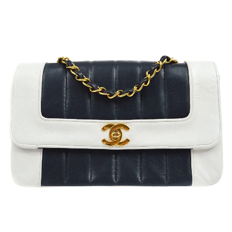 Chanel bags with intricate metal hardwareChanel 1991-1994 Navy White Lambskin Vertical Border Flap Small