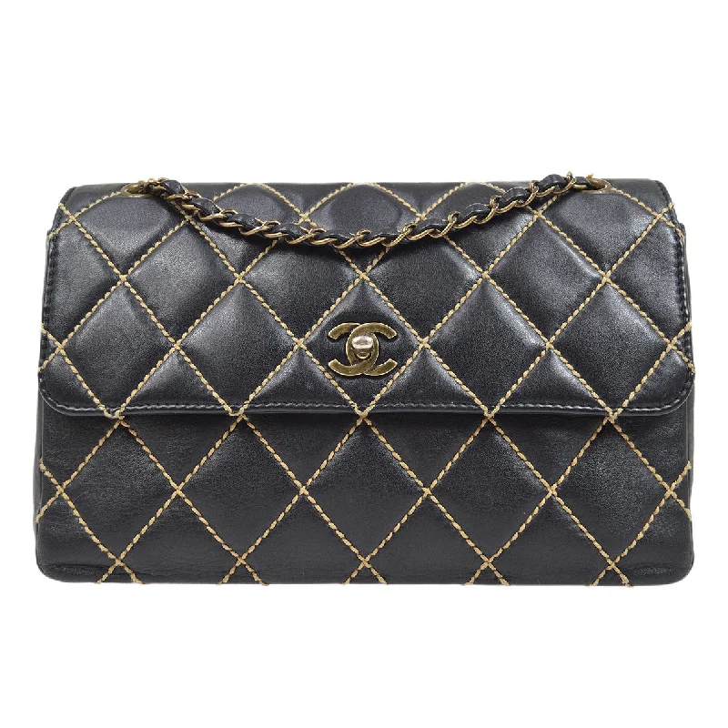 Chanel bags for women with minimalist styleChanel 2000-2001 Gunmetal Hardware Wild Stitch Straight Flap Large