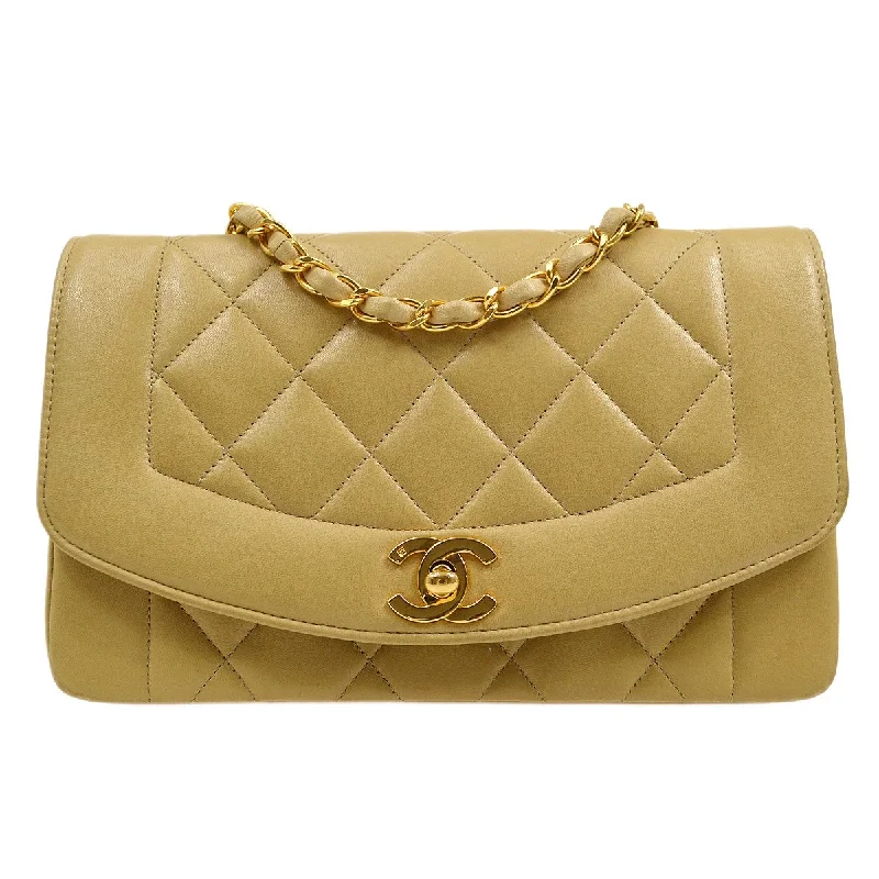 Chanel Designer Handbag with Unique DesignChanel 1991-1994 Beige Lambskin Diana Small