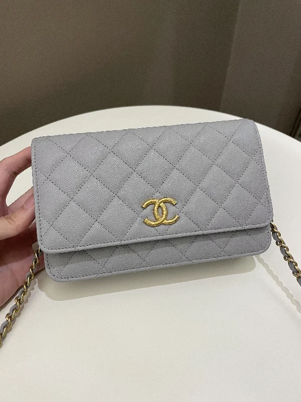 Chanel New Arrival Handbag with Gold HardwareChanel Gold Cc Classic Wallet on Chain Grey Caviar