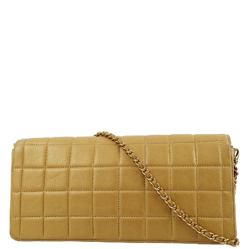 Chanel Limited Edition Handbag for CollectorsChanel 2001-2003 Beige Lambskin East West Choco Bar Chain Shoulder Bag