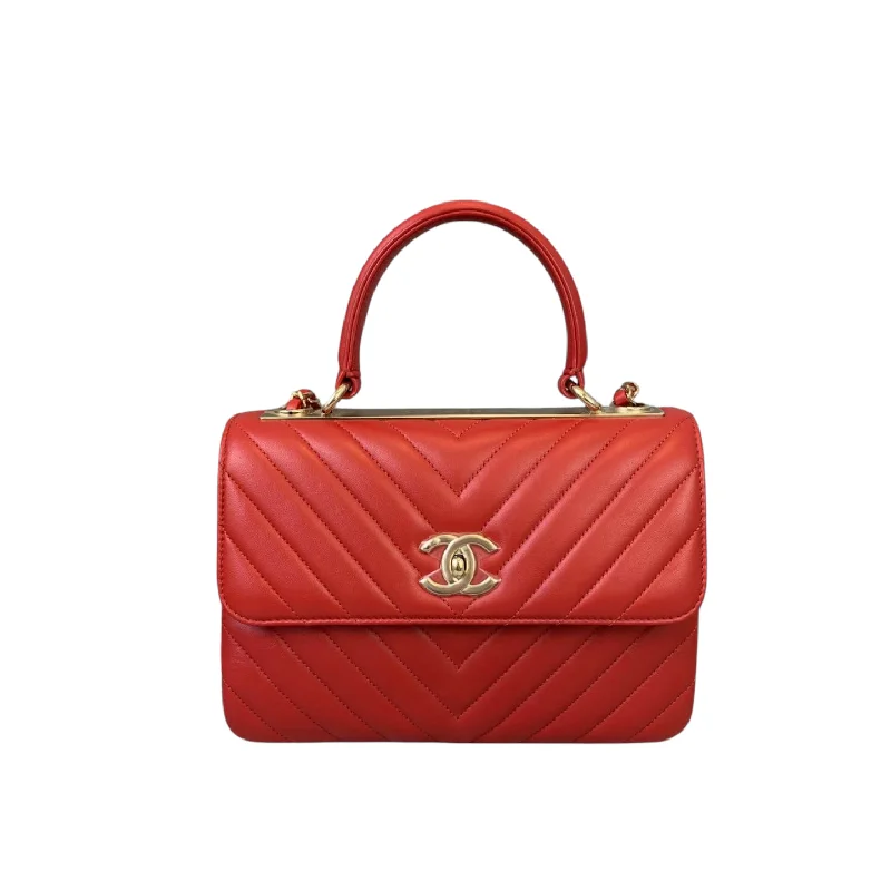 Chanel bags with classic and elegant designsSmall Trendy CC Chevron Lambskin Red GHW