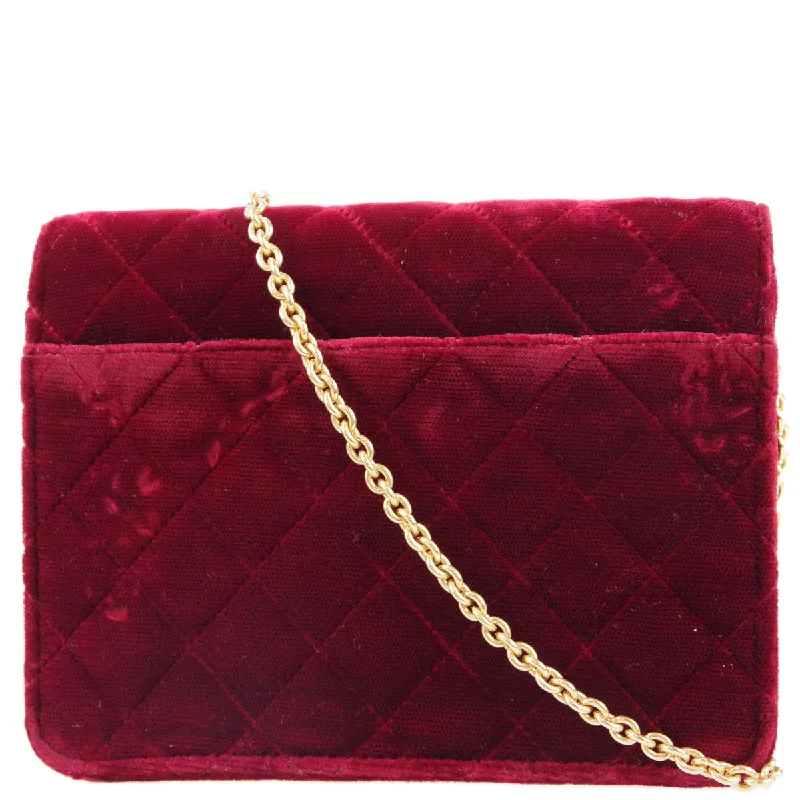 Chanel All - Match Handbag for Versatile StylingChanel * 1994-1996 Red Velvet Straight Flap Micro Shoulder Bag