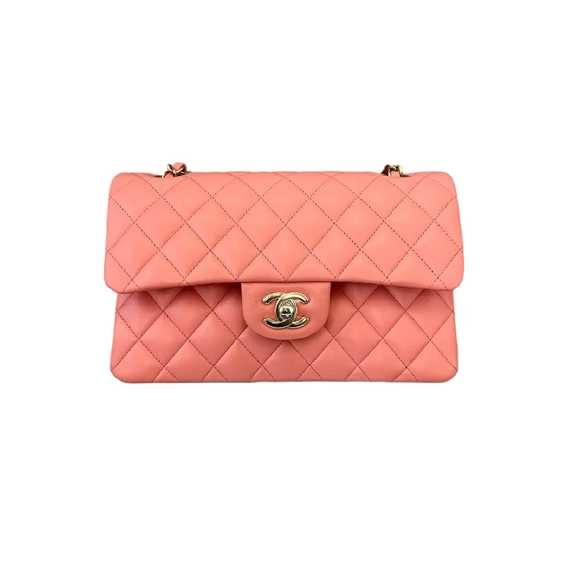 Chanel bags with intricate metal hardwareSmall Double Flap Lambskin Quilted Pink GHW