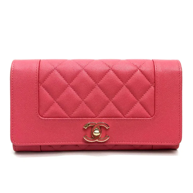 Chanel bags with gold, silver, and pearl accentsChanel A80971 CC Mark Two fold Long Wallet pink