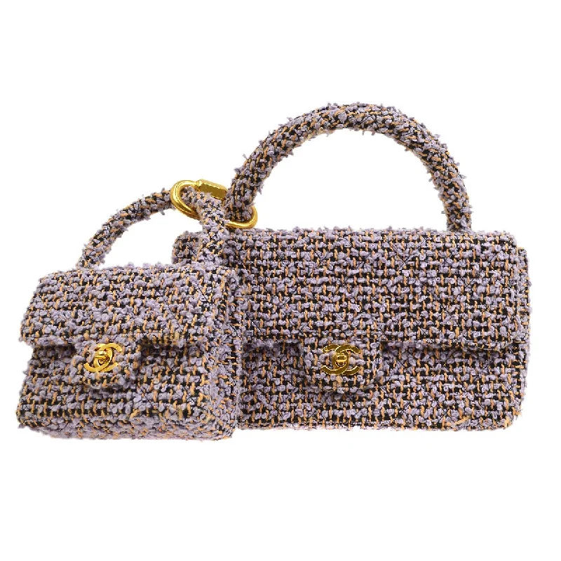 Chanel Luxury Handbag for High - End EventsCHANEL * 1994 Tweed Top Handle Bag Set