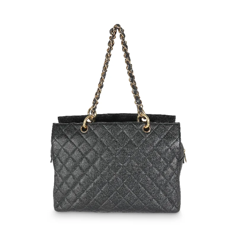 Chanel bags available in bold colors and patternsCHANEL Black Quilted Caviar Grand Shopper Tote