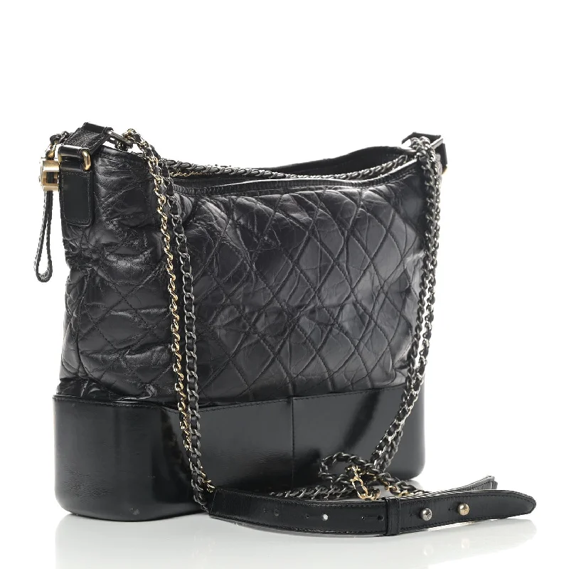 Chanel Colorful Handbag for Spring OutfitsCHANEL Aged Calfskin Quilted Medium Gabrielle Hobo Black