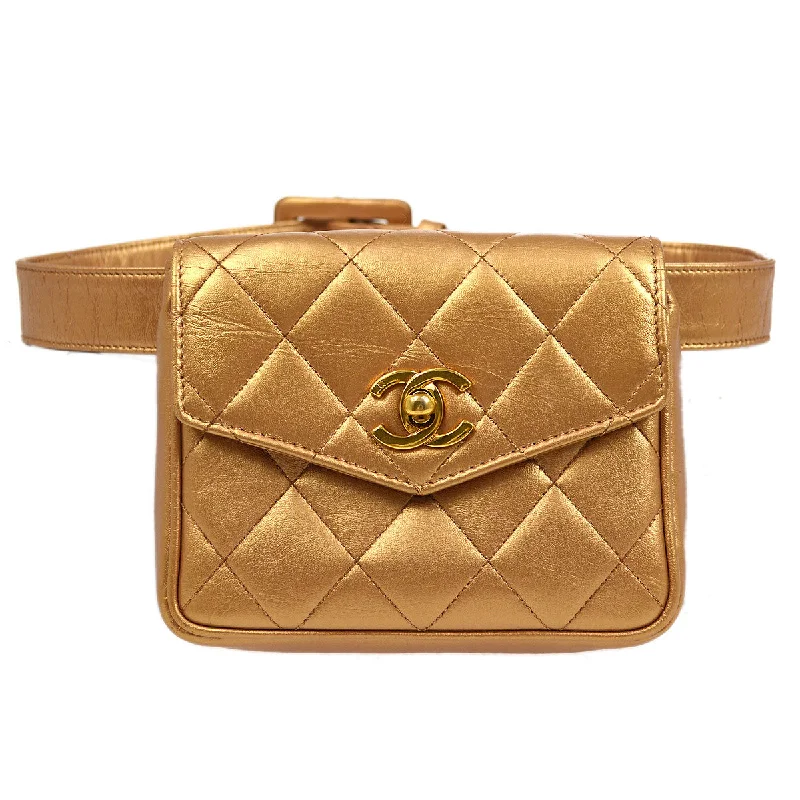 Chanel Small Crossbody Bag for TravelChanel 1991-1994 Belt Bag Bronze Lambskin