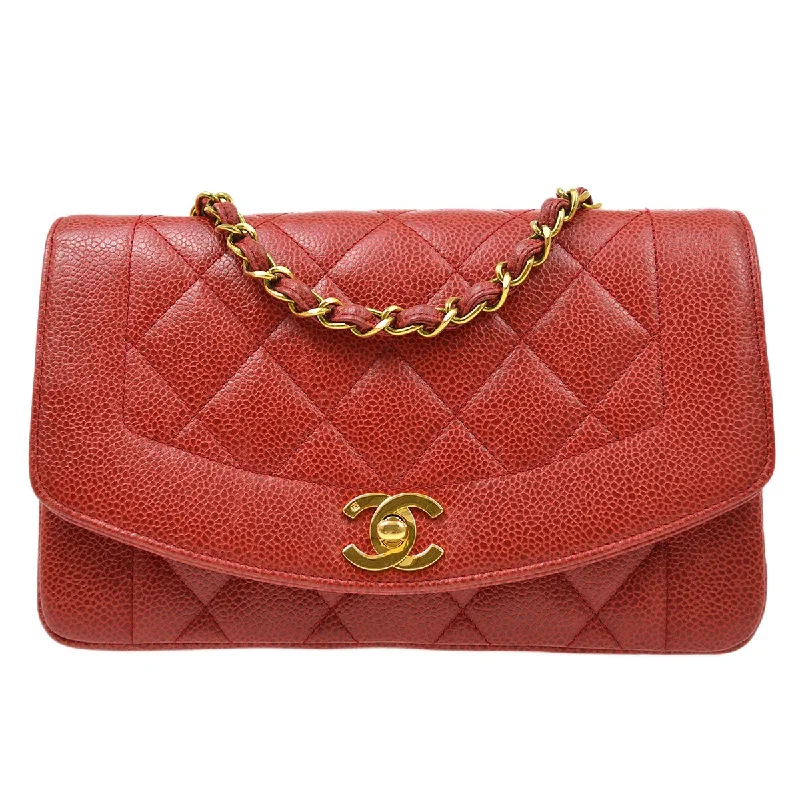 Chanel Lightweight Handbag for Daily ErrandsCHANEL 1991-1994 Red Caviar Diana Small