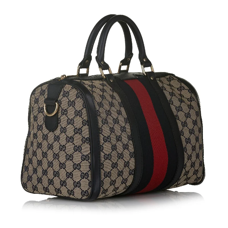 Women Gucci crossbody bags with a keychain holderGucci GG Canvas Web Satchel (33025)