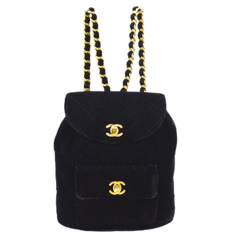 Chanel bags for the minimalist fashionCHANEL * 1990s Black Velvet DUMA Backpack Large