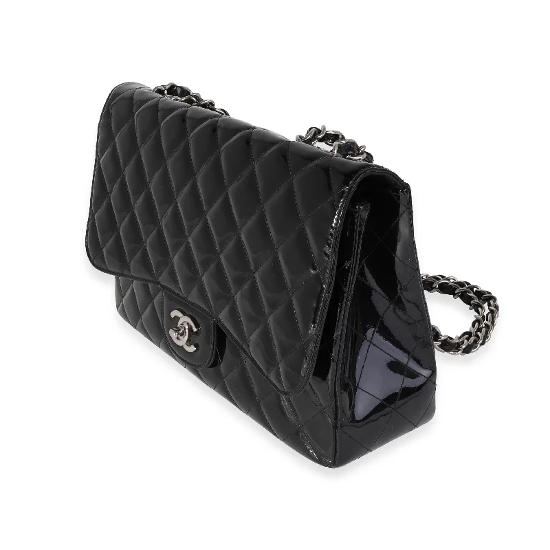 Chanel leather bags for everydChanel Black Quilted Patent Leather Jumbo Classic Single Flap Bag