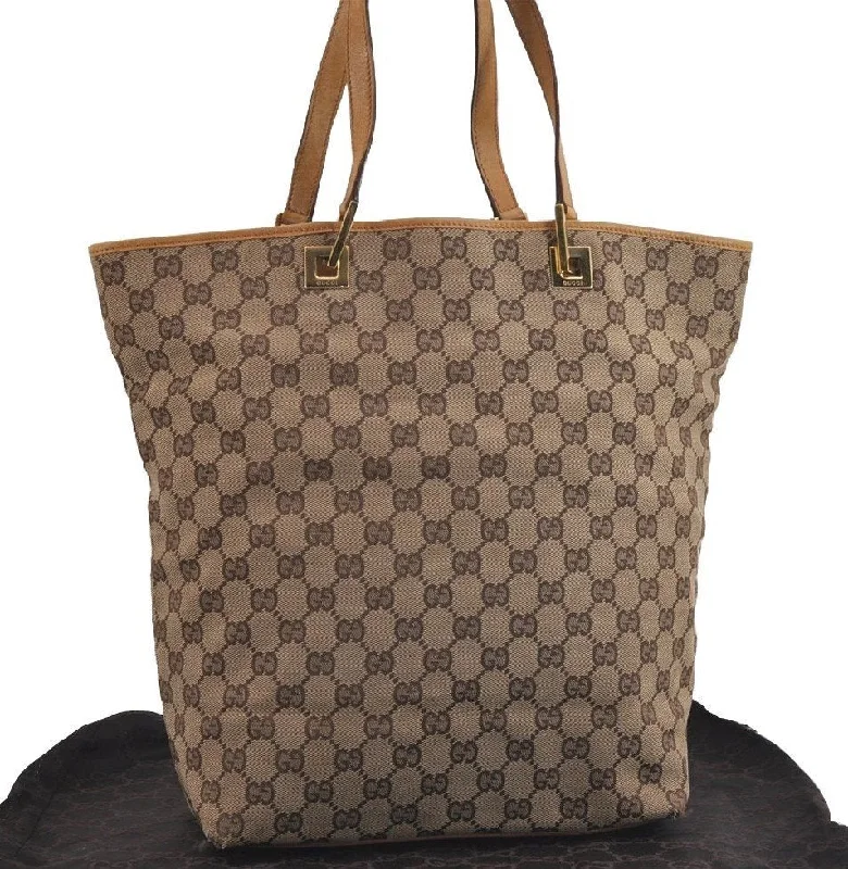 Women Gucci crossbody bags with a woven leather strapAuthentic GUCCI Vintage Shoulder Tote Bag GG Canvas Leather 0021098 Brown 2171J