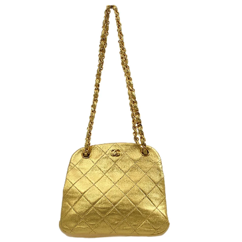 Chanel Handbag with Adjustable Strap for ComfortChanel 1989-1991 Gold Lambskin Chain Shoulder Bag