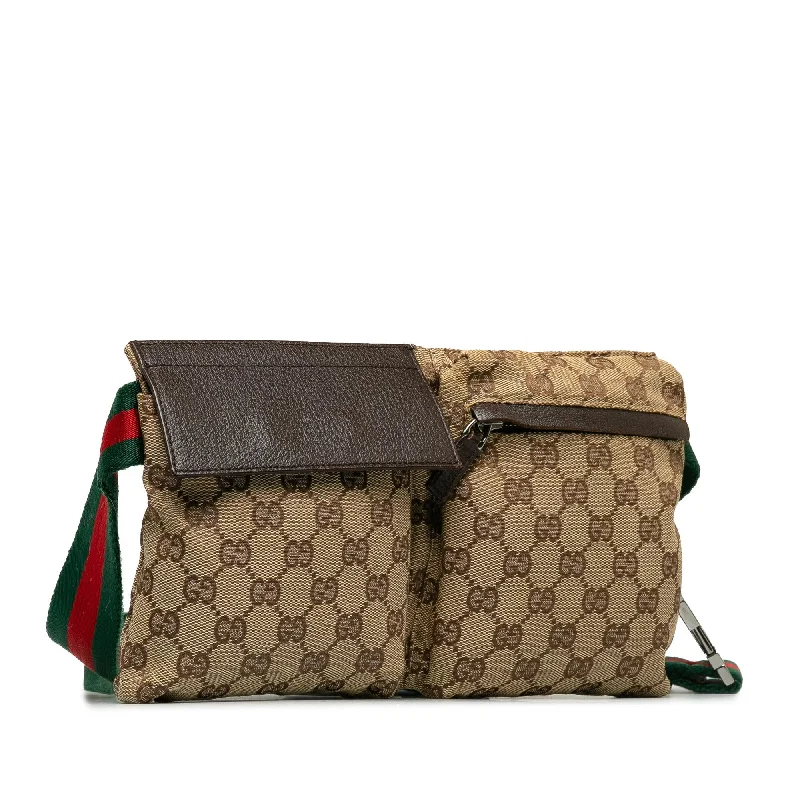 Gucci Dionysus bags for women with tiger - head claspsGucci GG Canvas Web Double Pocket Belt Bag (MdyEM4)