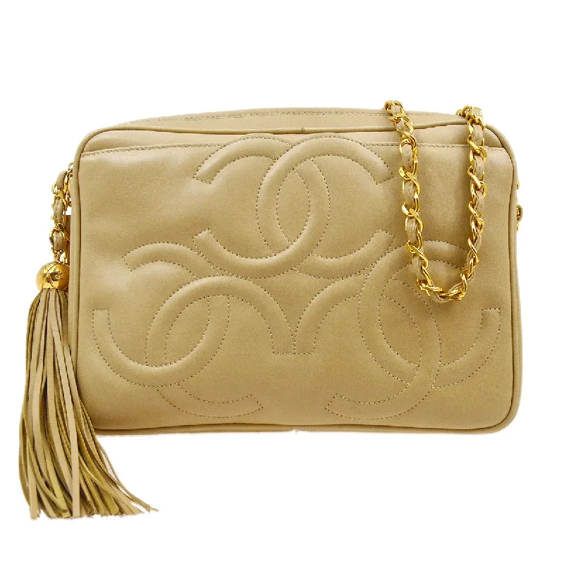 Chanel Small Crossbody Bag for TravelCHANEL 1994-1996 Triple CC Camera Bag Small Beige Lambskin