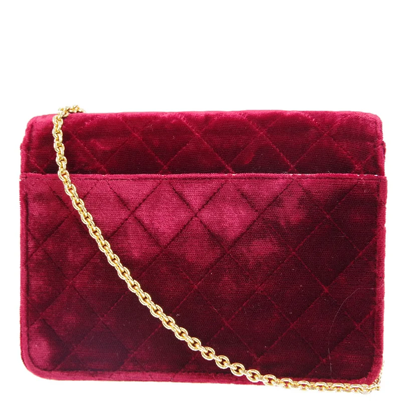 Chanel Classic Flap Bag for Evening PartyChanel 1989-1991 * Red Velvet Micro Straight Classic Flap Shoulder Bag