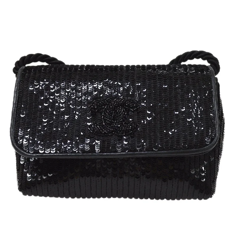 Chanel New Arrival Handbag with Gold HardwareChanel 1986-1989 Black Sequins Pochette