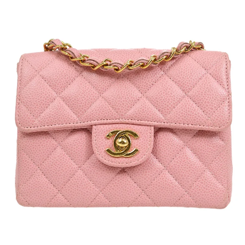 Chanel bags for women who love timeless fashionCHANEL * 2004-2005 Classic Square Flap 17 Pink Caviar