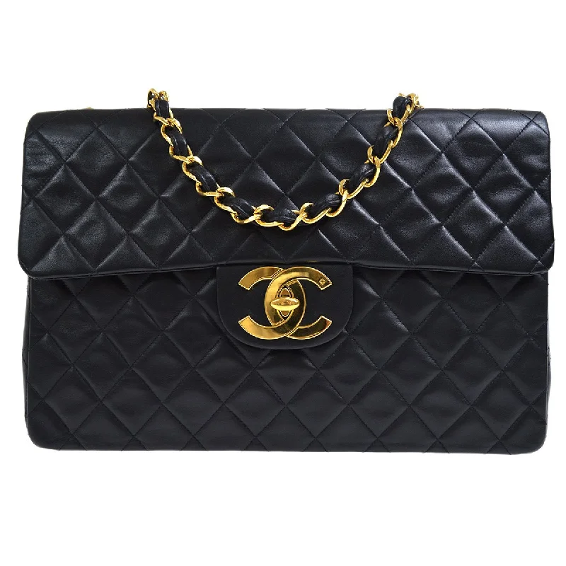 Chanel bags with gold, silver, and pearl accentsChanel 1994-1996 Black Lambskin Classic Flap Maxi