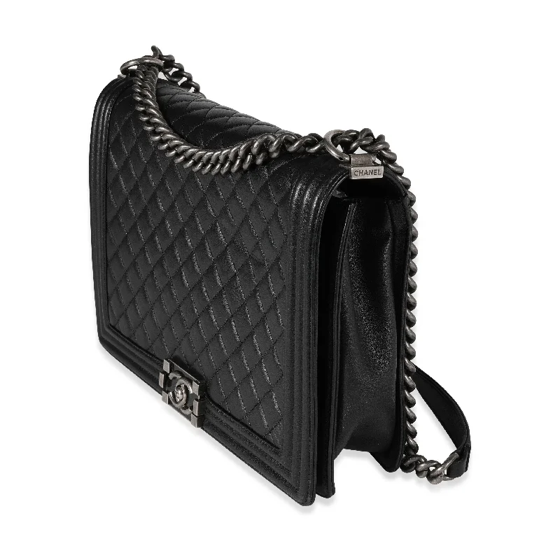 Chanel bags in luxury boutiques worldwideChanel Black Quilted Lambskin Large Boy Bag