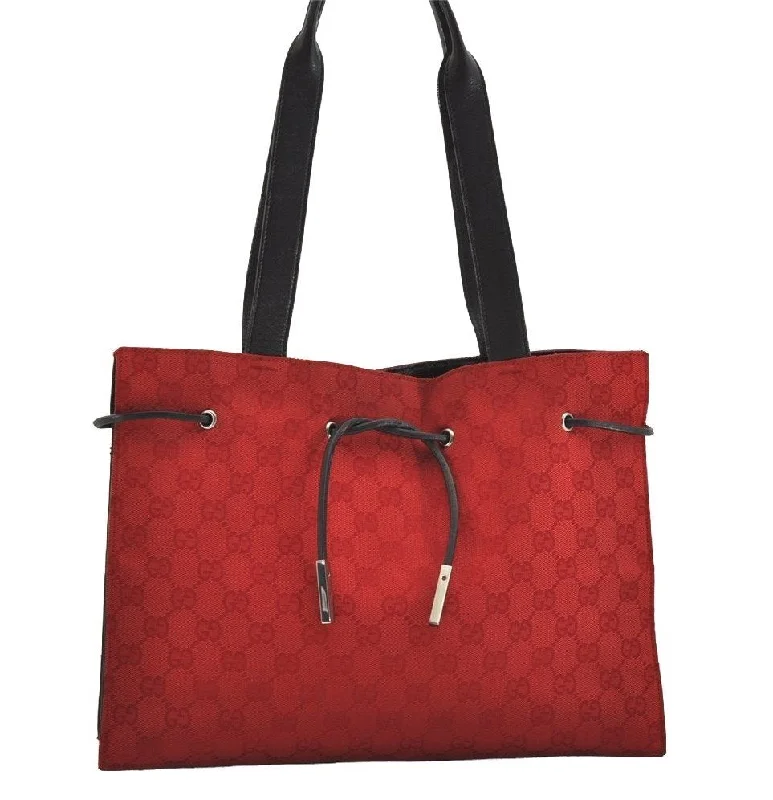 Gucci backpacks for women with a padded laptop compartmentAuthentic GUCCI Vintage Shoulder Tote Bag GG Canvas Leather 0021053 Red 6323J