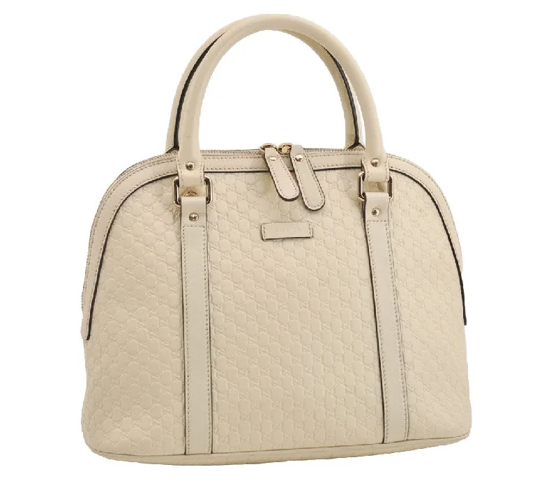 Women Gucci bags with a chain - link trim and a leather bodyAuthentic GUCCI Micro Guccissima GG Leather 2Way Hand Bag 449663 White 5860J