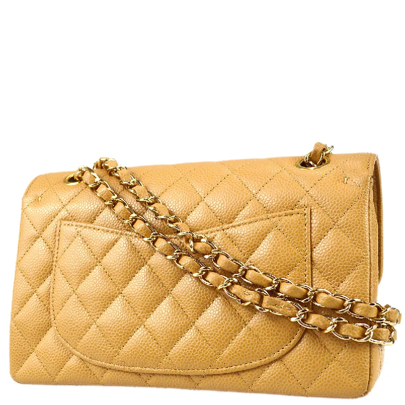 Chanel Small Crossbody Bag for TravelChanel 2008-2009 Beige Caviar Small Classic Double Flap Shoulder Bag