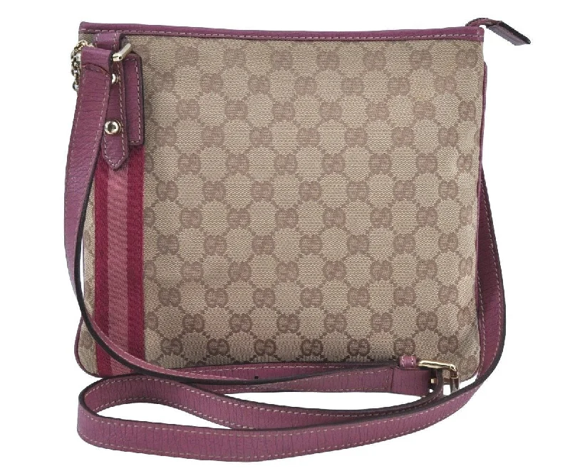 Women Gucci Sylvie bags with a monogram - embossed leatherAuthentic GUCCI Sherry Line Shoulder Bag GG Canvas Leather 144388 Beige 8427G